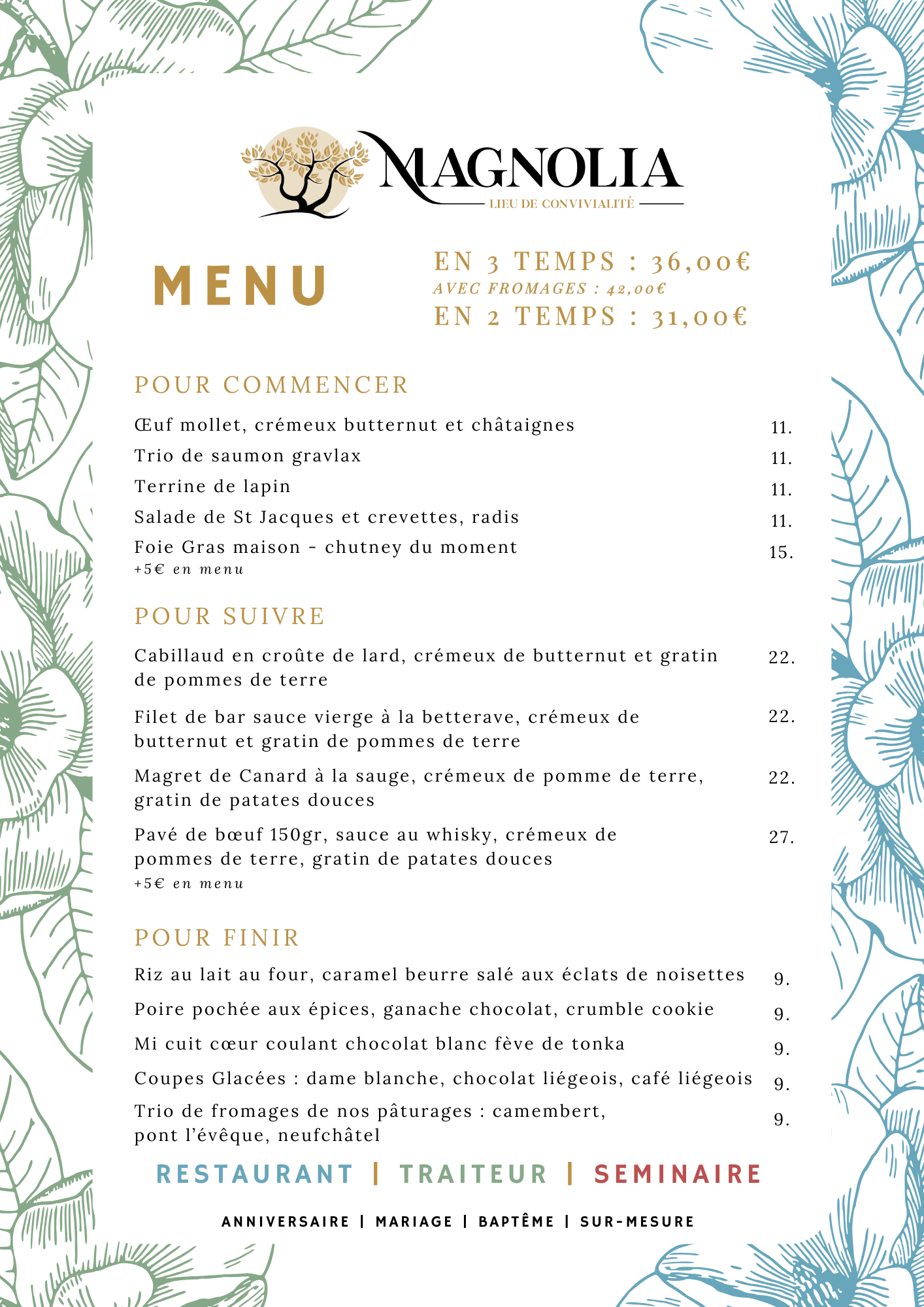 Menu Déjeuner Printemps - début Avril 2024